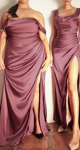 COPY - PLUS SIZE FORMAL GOWN,FITTED LEG SLIT, GREEN,BLUE,PINK +